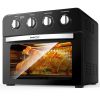 Geek Chef Air Fryer Oven , Countertop Toaster Oven,3-Rack Levels, 4 mechinical knobs,Black housing with single glass door(24 QT 1700W)