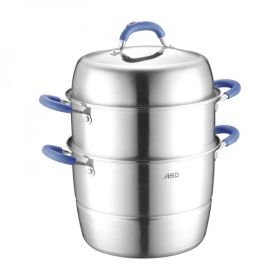 ASD, Three-layer multi-bottom stainless steel steamer, Heightened, Large capacity, No smell, Easy to store, 32cm