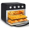 Geek Chef Air Fryer Oven , Countertop Toaster Oven,3-Rack Levels, 4 mechinical knobs,Black housing with single glass door(24 QT 1700W)