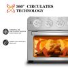 Geek Chef Air Fryer Toaster Oven, 6 Slice 24QT Convection Airfryer Countertop Oven, Roas, Broil, Reheat, Fry Oil-Free, Stainless Steel, Silver, 1700W.