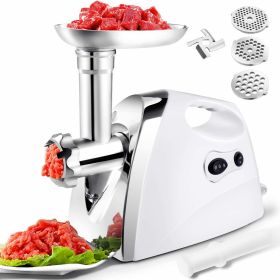 Home And Commercial Stainless Steel  Electric  Meat Grinder Sausage Stuffer Kit (Color: Creamy-White B, Type: Food Processor)